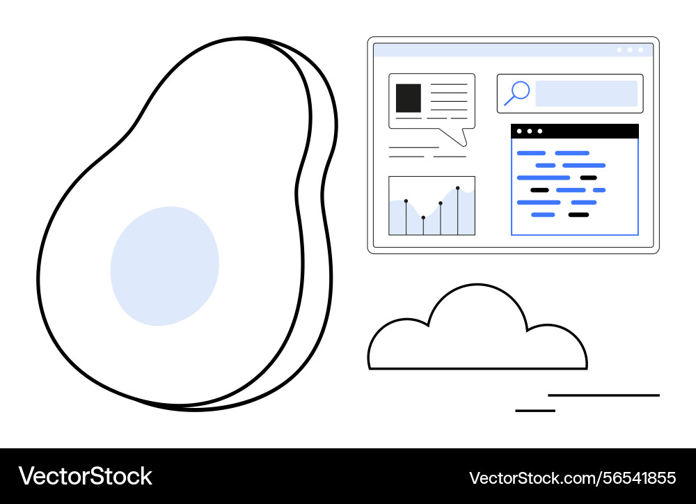 Abstract avocado design paired with data-driven Abstract avocado design paired with data-driven Vector Image