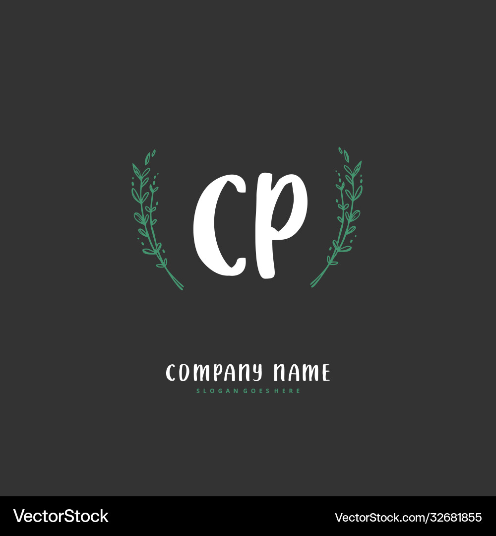 C p cp initial handwriting and signature logo C p cp initial handwriting and signature logo vector image