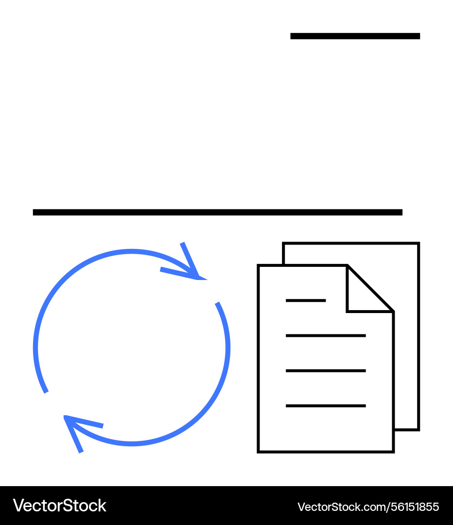 Circular arrows and stacked documents Circular arrows and stacked documents vector image