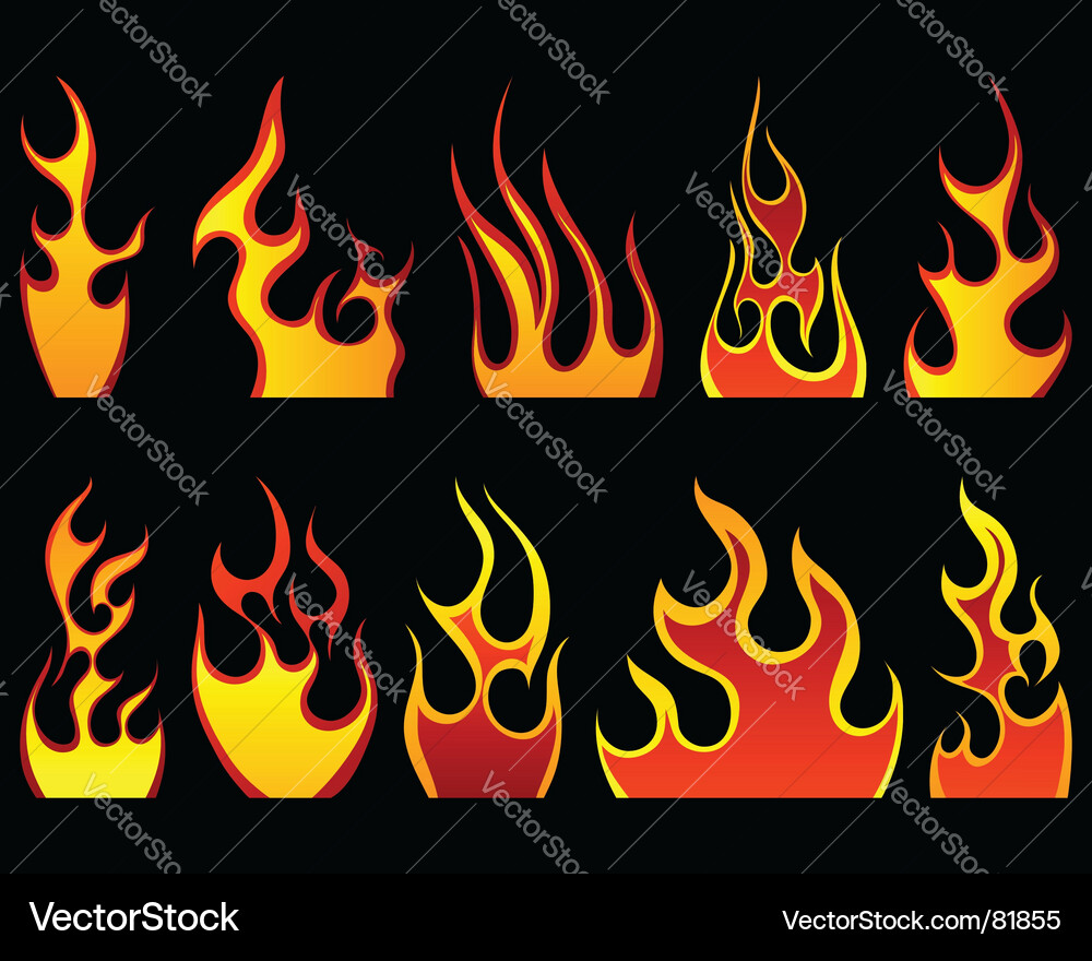Dynamic Flame Collection Vector Image