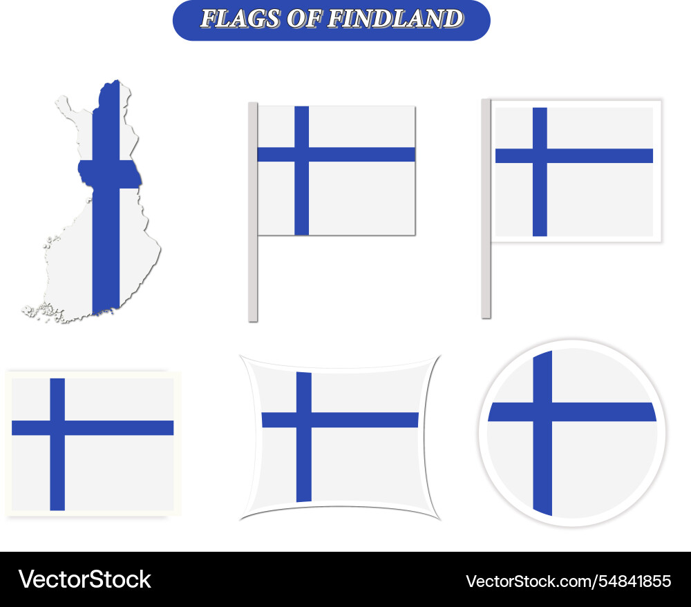 Finland flags on many objects Finland flags on many objects vector image