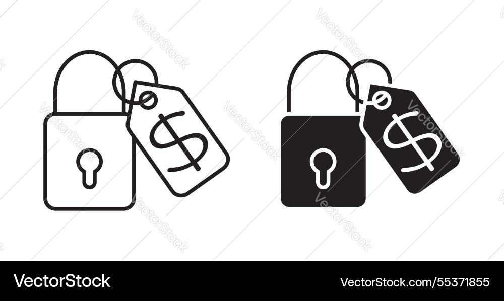 Fixed price icon set in thin line for web vector image