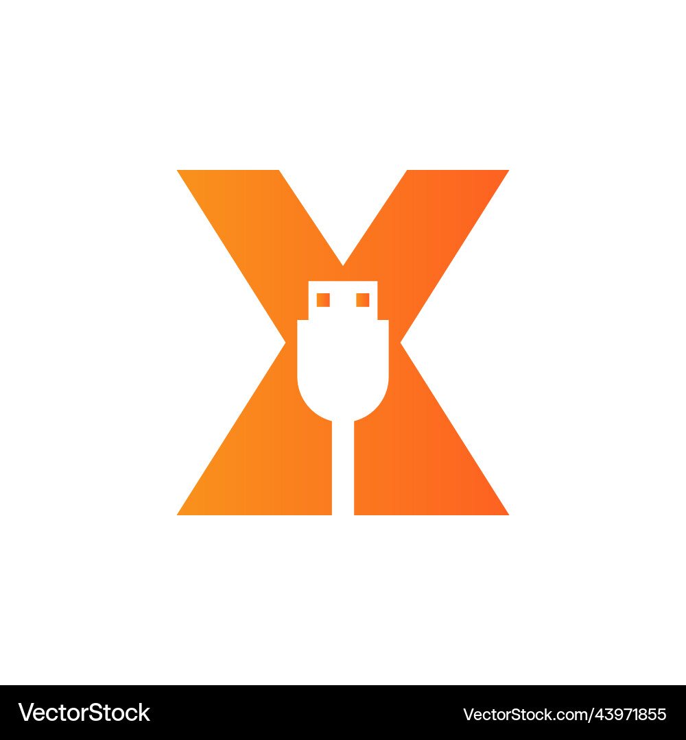 Initial letter x usb symbol design computer Vector Image