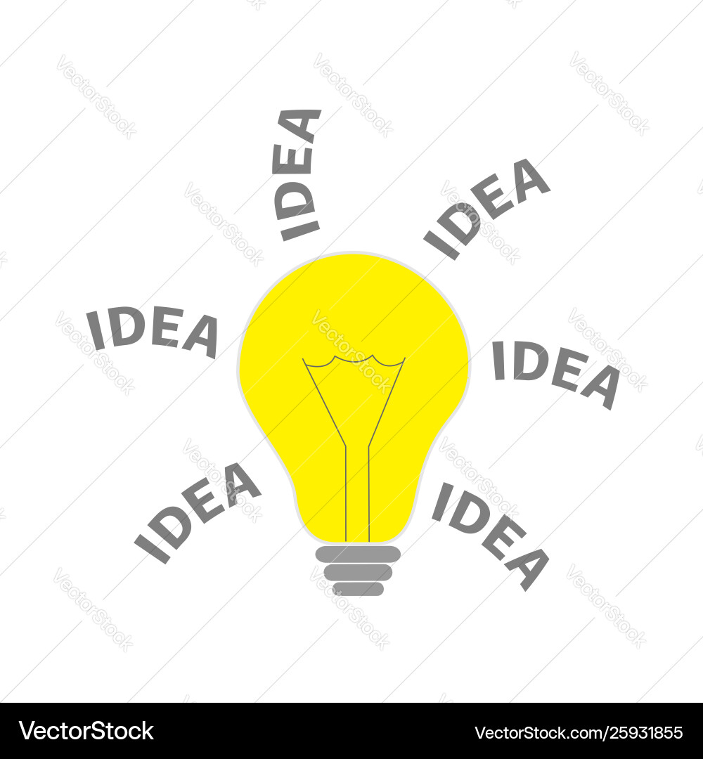 Light bulb lamp icon with idea text shining Light bulb lamp icon with idea text shining vector image