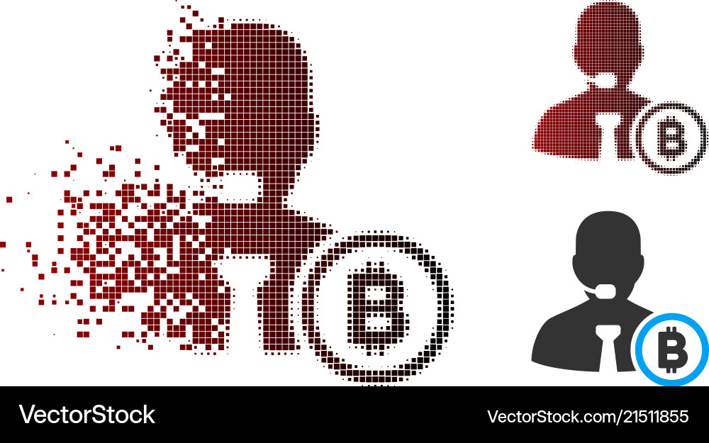 Moving pixel halftone bitcoin operator manager Moving pixel halftone bitcoin operator manager vector image