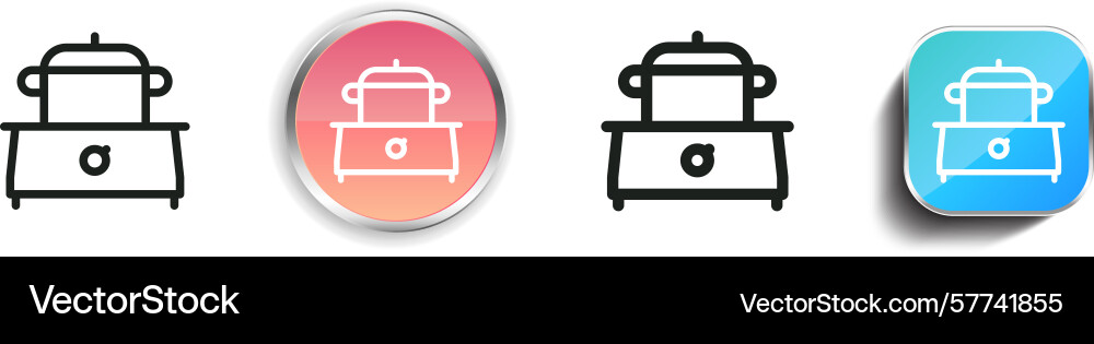 Pot icon thin linear regular and button style Pot icon thin linear regular and button style vector image