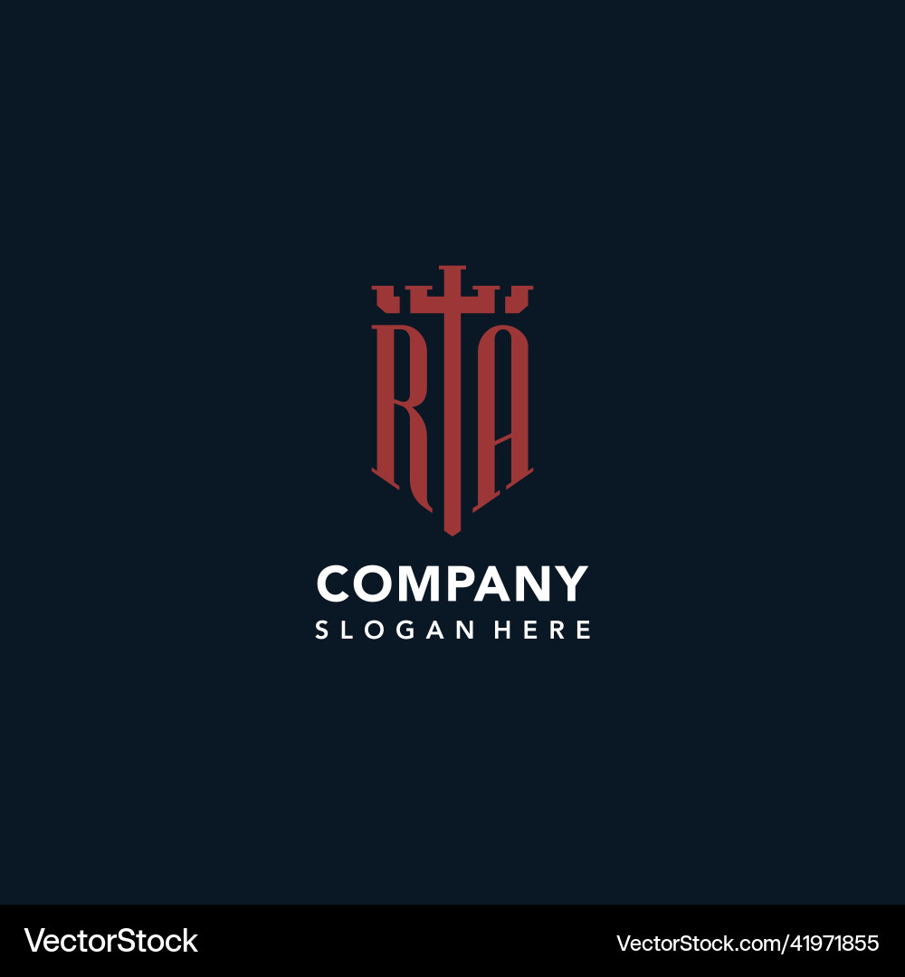Ra initial monogram logos with sword and shield Ra initial monogram logos with sword and shield Vector Image