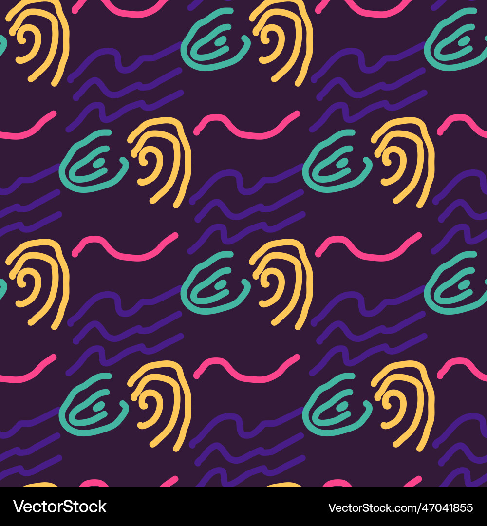 Seamless color pattern of linear doodle squiggles Seamless color pattern of linear doodle squiggles Vector Image