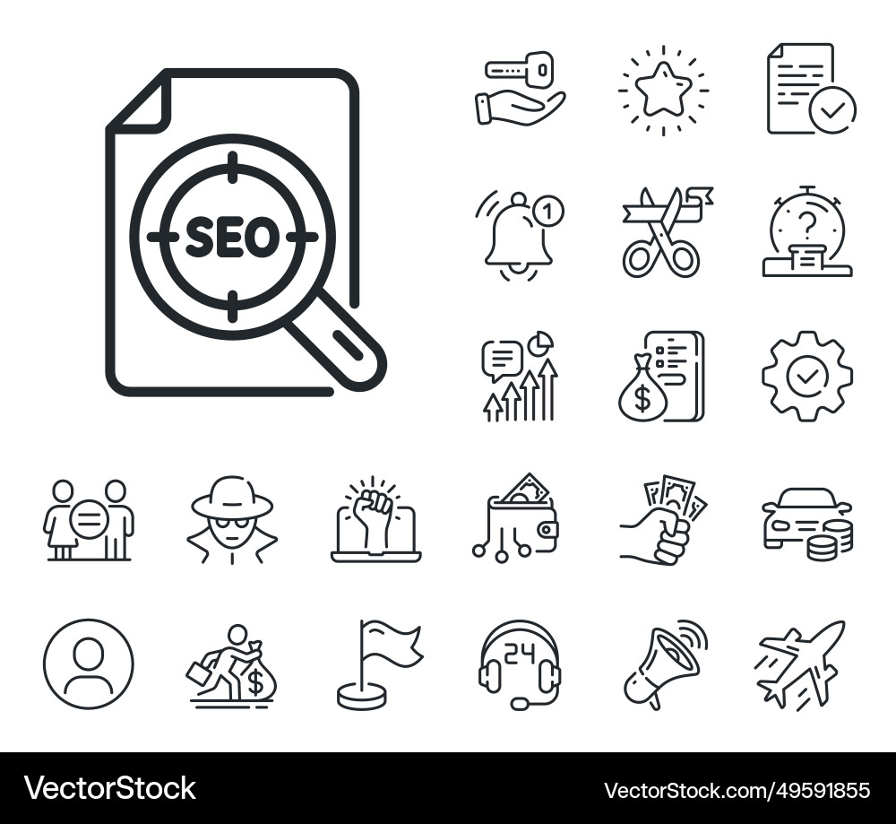 Seo target line icon search engine optimization Seo target line icon search engine optimization vector image