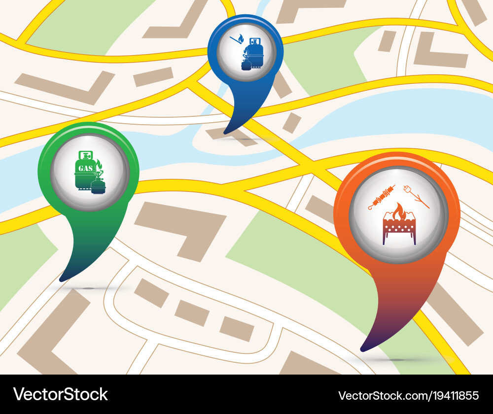 Set of tourism service map pointers vector image