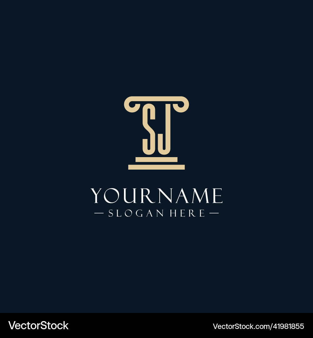 Sj initial monogram logos with pillar shapes style Sj initial monogram logos with pillar shapes style Vector Image