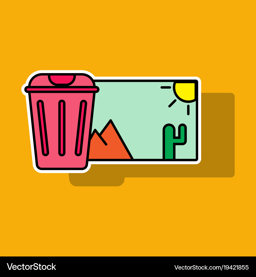 Sticker delete image flat icon on color background vector image