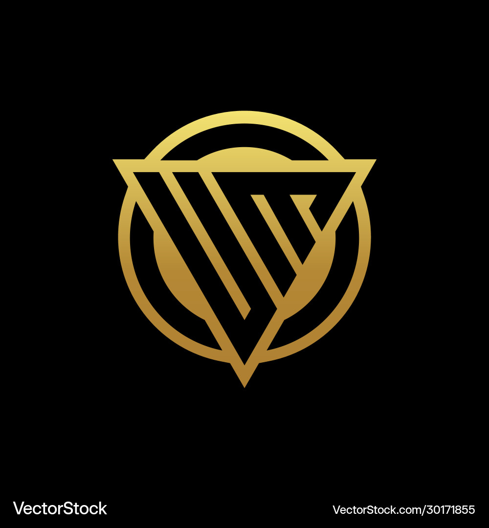 Um logo monogram with triangle shape and circle vector image