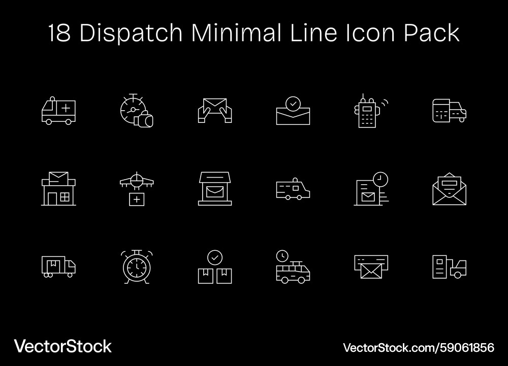 18 icons for dispatch in minimal line format Vector Image