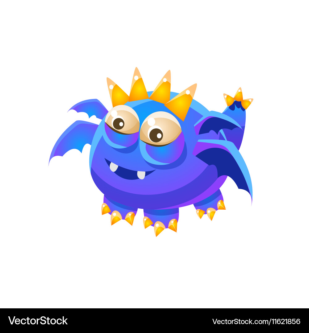 Blue Fantasy Dragon with Wings Vector Image