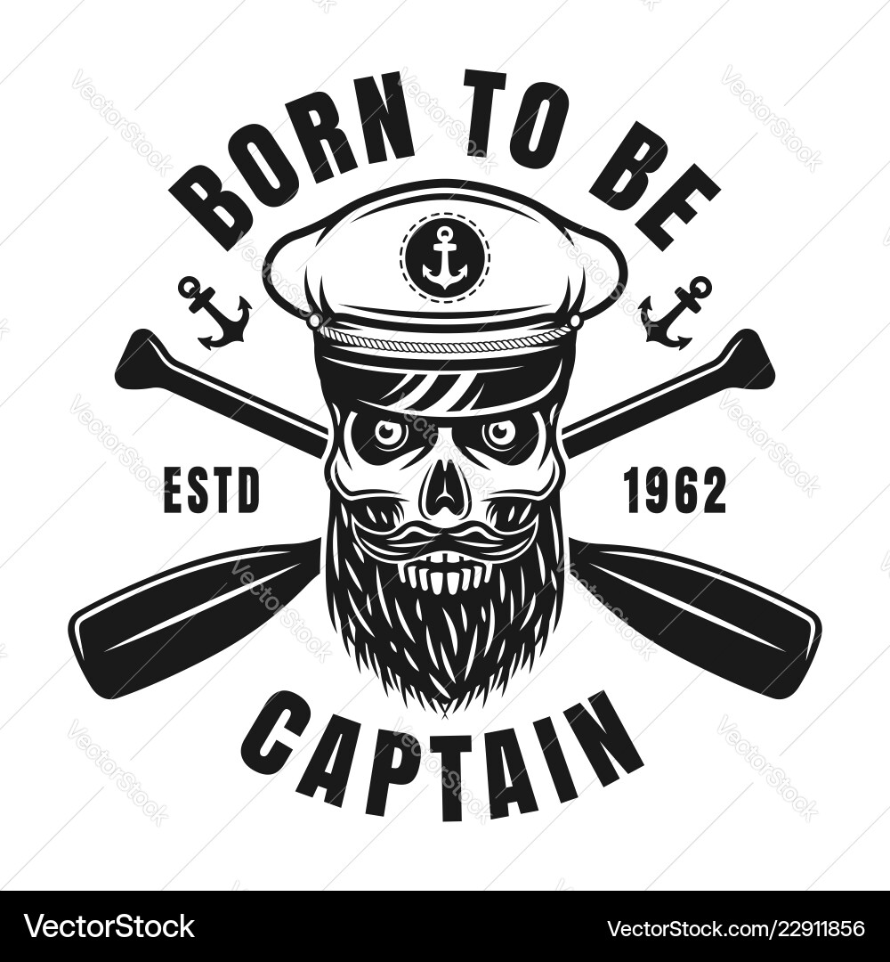 Captain Schädel nautisch schwarz Vintage Emblem Captain Schädel nautisch schwarz Vintage Emblem vektorbild