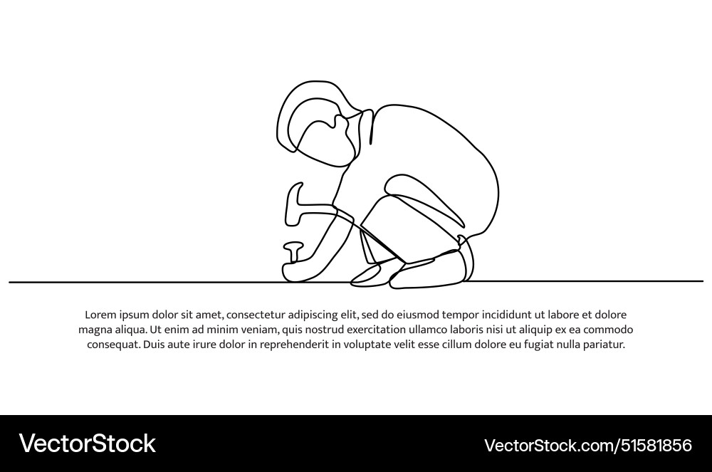 Continuous one line design of little boy works Vector Image