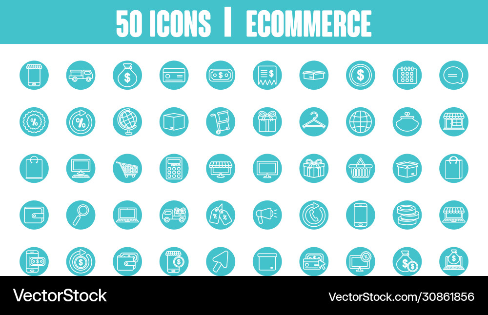 Ecommerce icon set block line style Vector Image