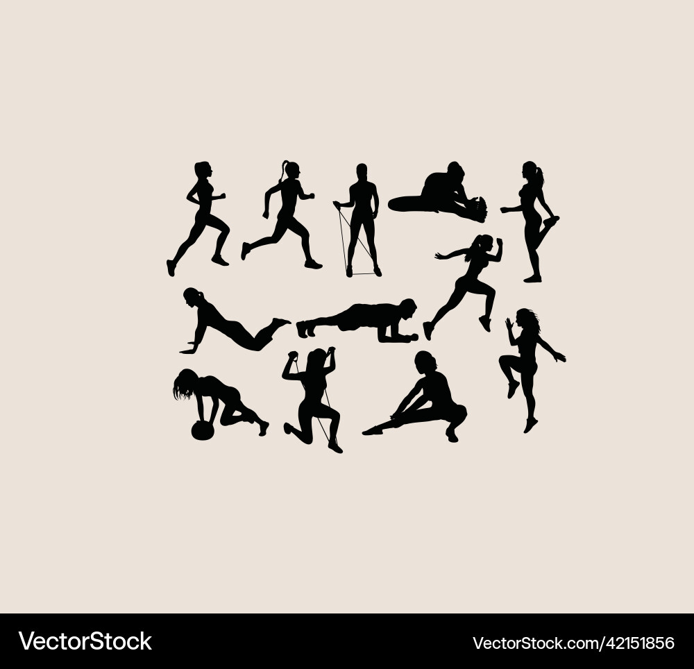 Fitness Silhouettes - Active People Vector Image