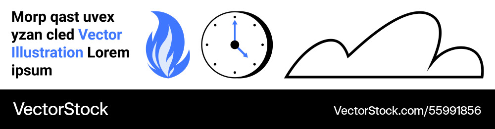 Flame clock and cloud outline representing time Vector Image
