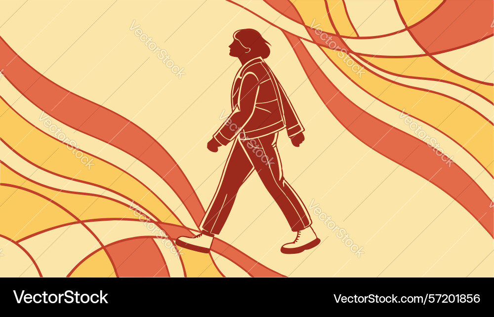 Forward movement figure on wavy path generative vector image