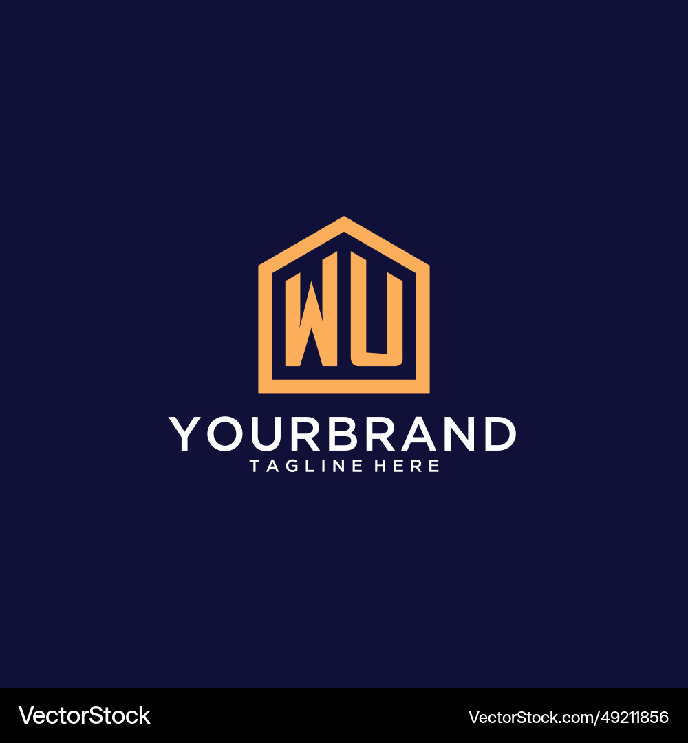 Initial wu logo with abstract home shape modern Initial wu logo with abstract home shape modern Vector Image
