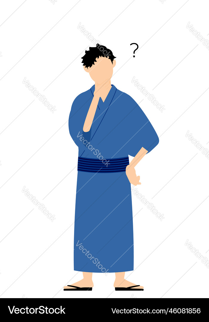 Man in yukata have doubts Man in yukata have doubts Vector Image