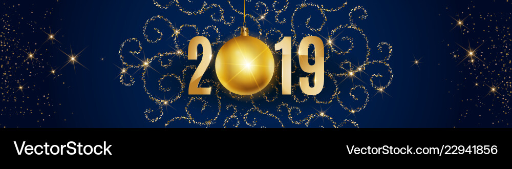 New 2019 year greeting card with christmas ball New 2019 year greeting card with christmas ball vector image