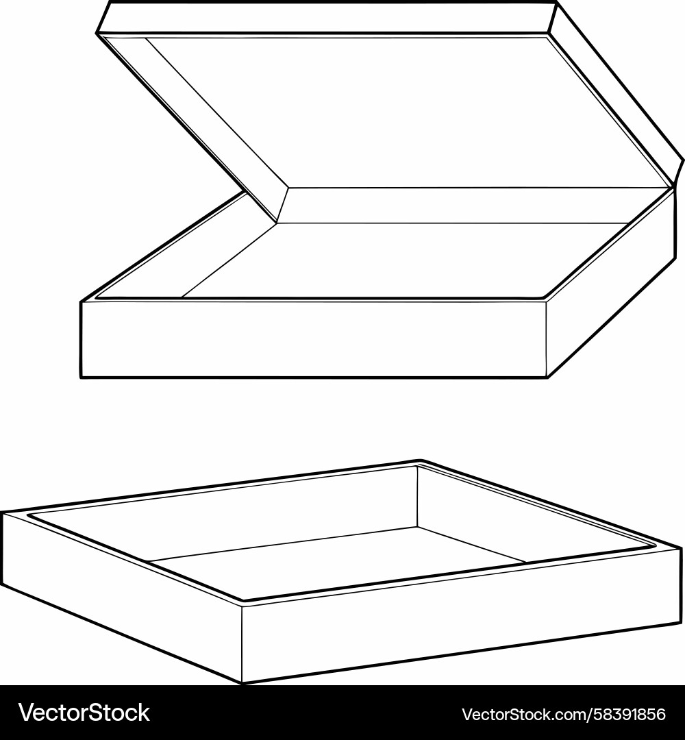 Open and Closed Box - Two Views Vector Image