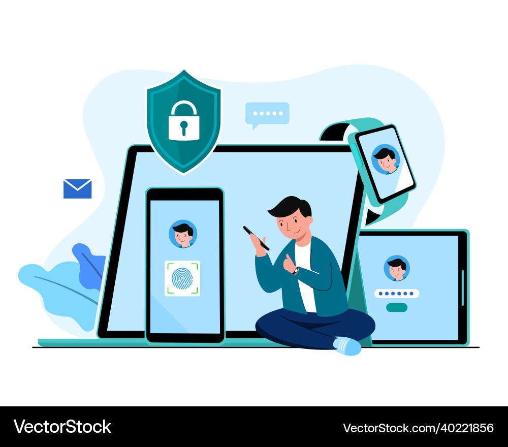 Scan fingerprint to mobile phone and tablet Scan fingerprint to mobile phone and tablet vector image