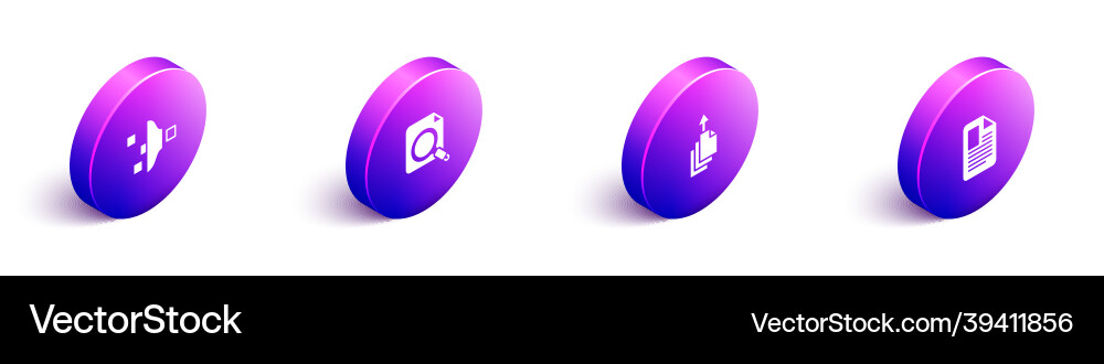 Set isometric filter setting search concept Set isometric filter setting search concept vector image