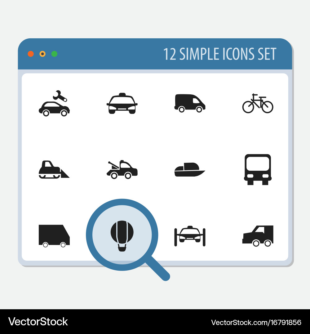 Set of 12 editable transportation icons includes Vector Image