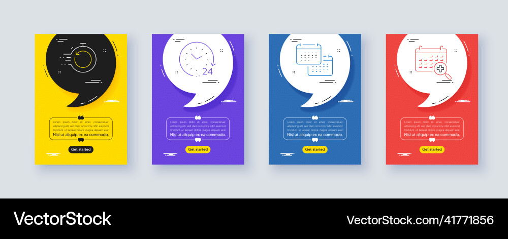 Set of calendar fast recovery and 24 hours line Set of calendar fast recovery and 24 hours line vector image