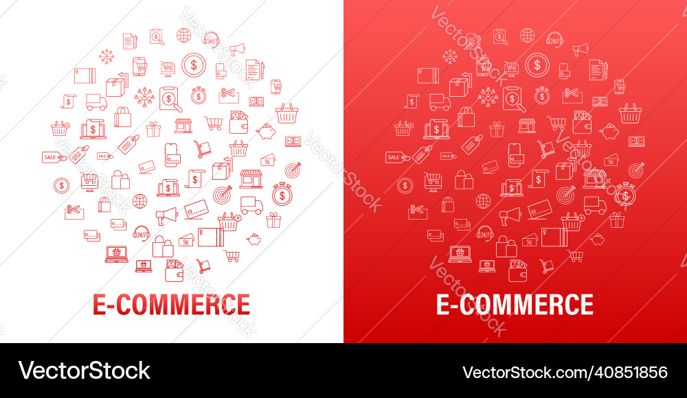 Shopping round set icon for web design e commerce Shopping round set icon for web design e commerce vector image