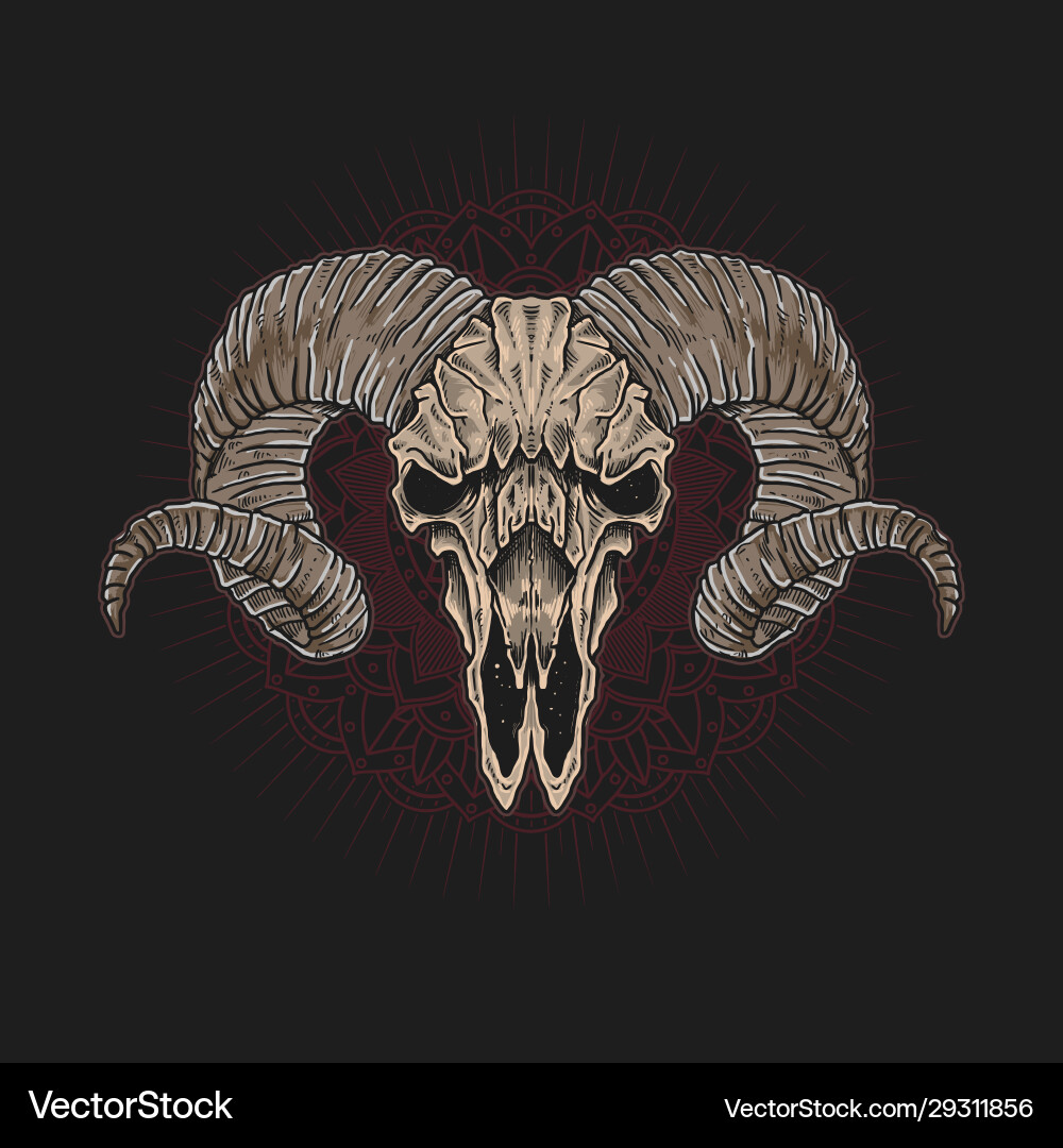 Skull Lamb Mandala Artwork Vector Image
