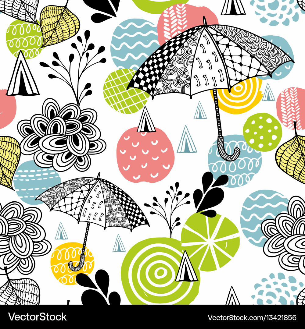 Springtime Umbrellas Pattern Vector Image