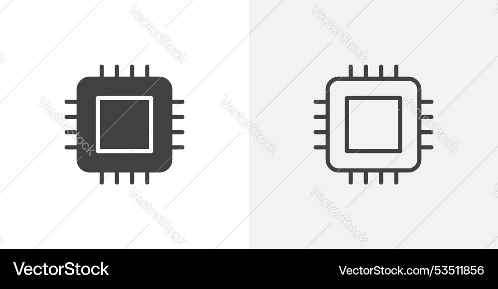 Thin Line Processor Icon - Technology vector image