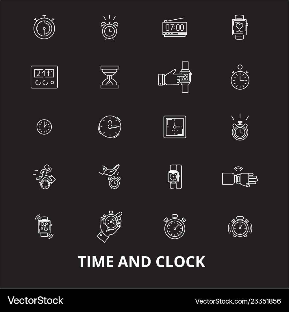 Time and clock editable line icons set Time and clock editable line icons set vector image