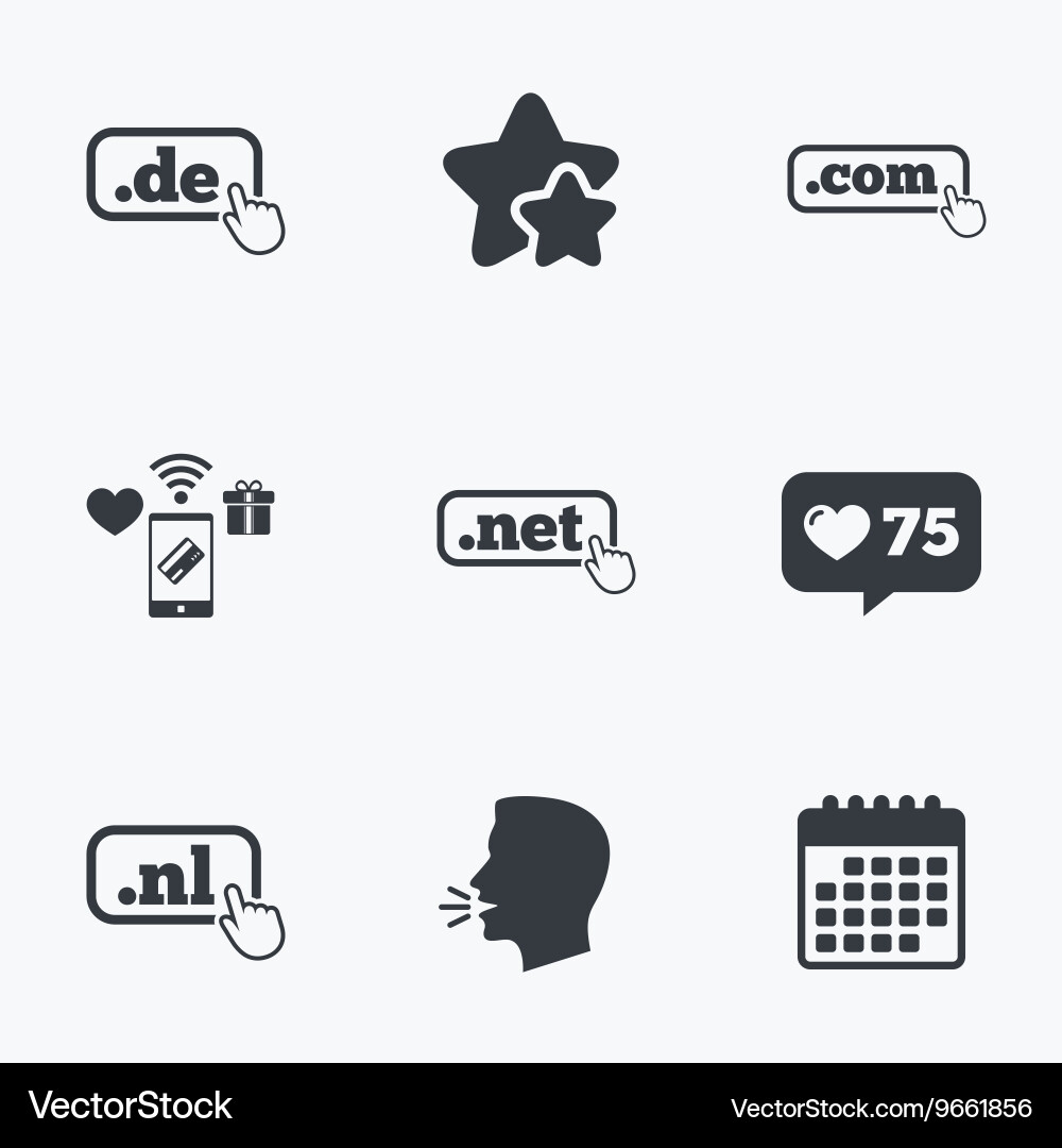 Top-level domains signs de com net and nl Vector Image