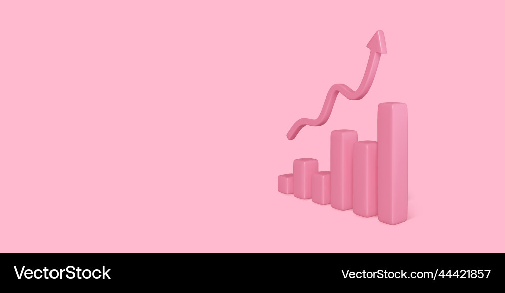 3d statistics finance chart graph analytics pink Vector Image