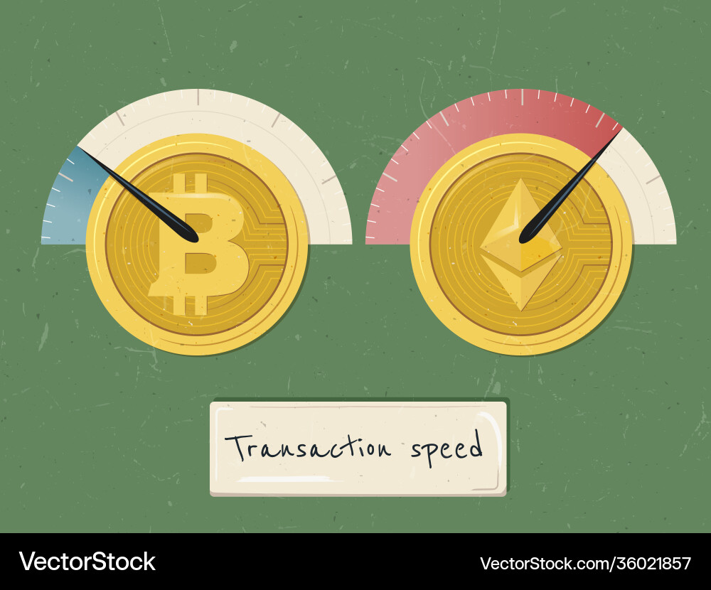 Bitcoin vs Ethereum Transaction Speed Vector Image
