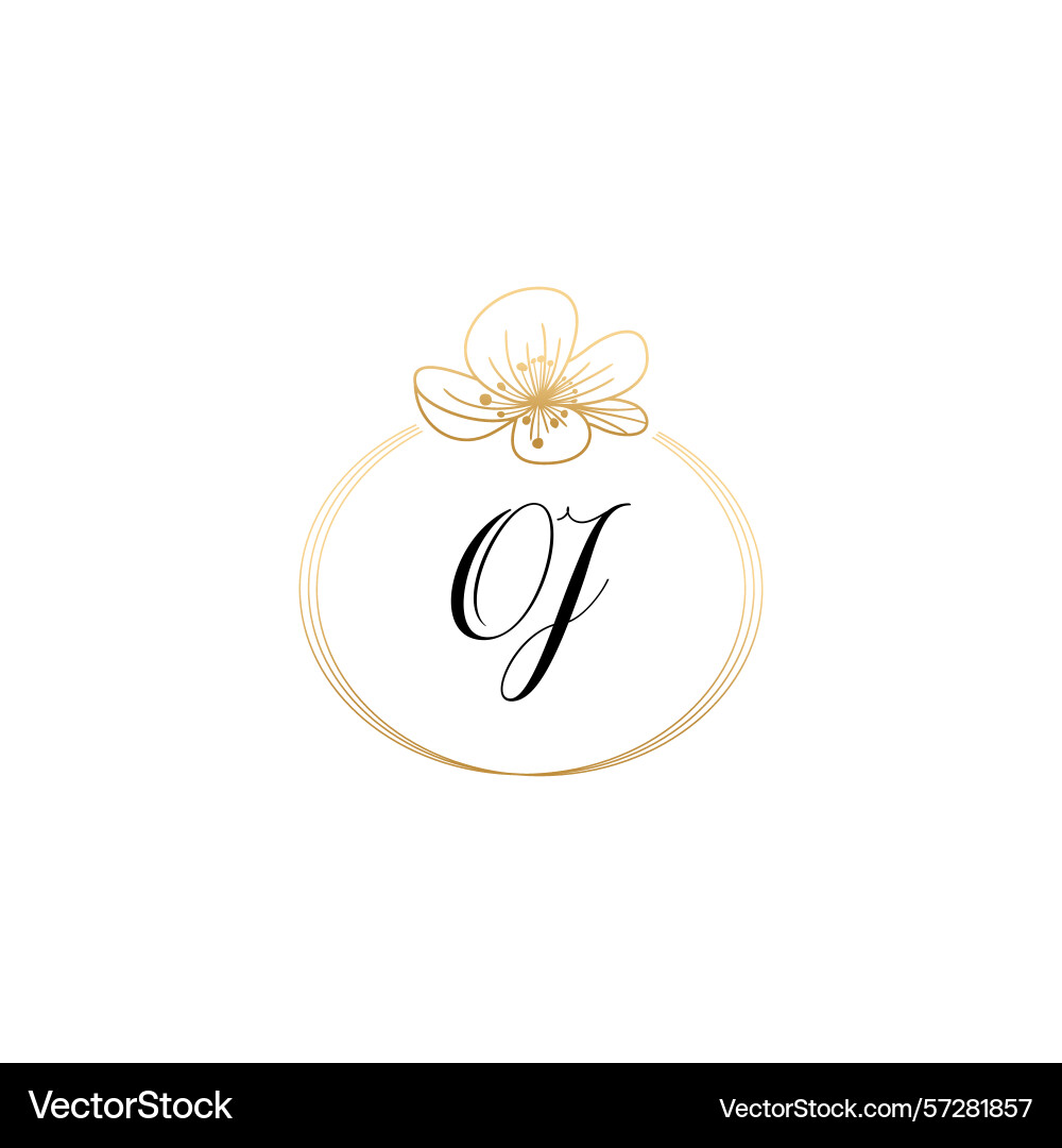 Botanical monogram logos with initial oj Vector Image