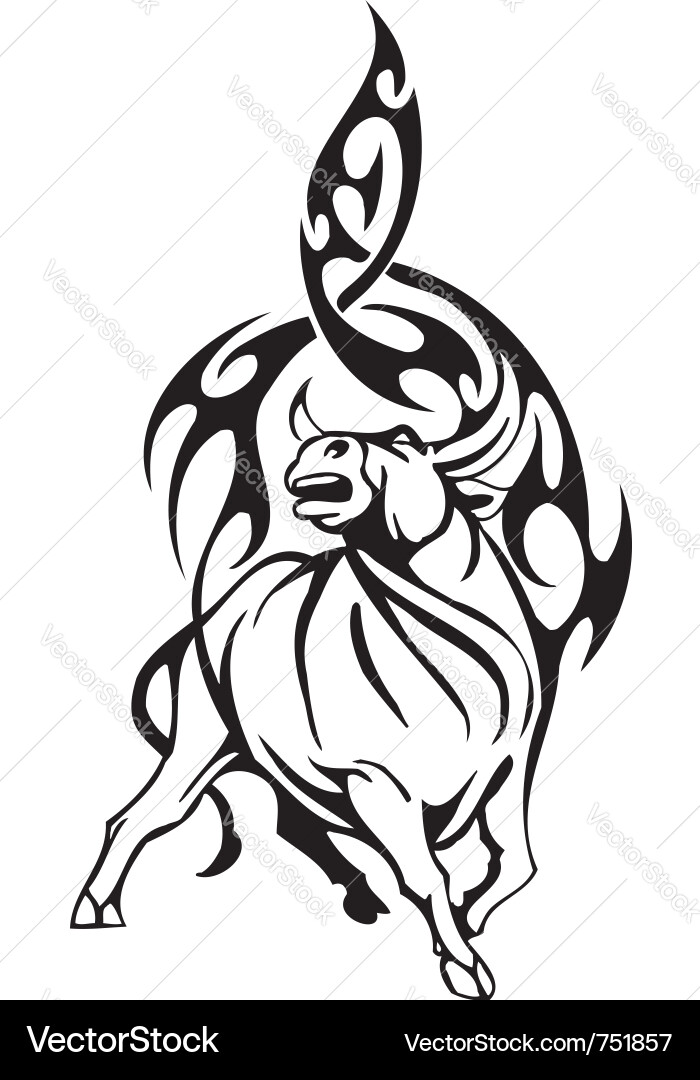 Bull in tribal style - image vector image