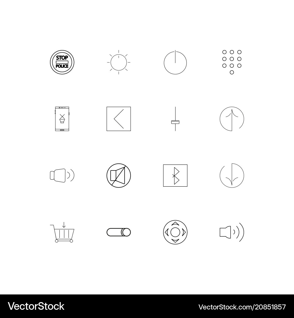 Buttons linear thin icons set outlined simple Vector Image