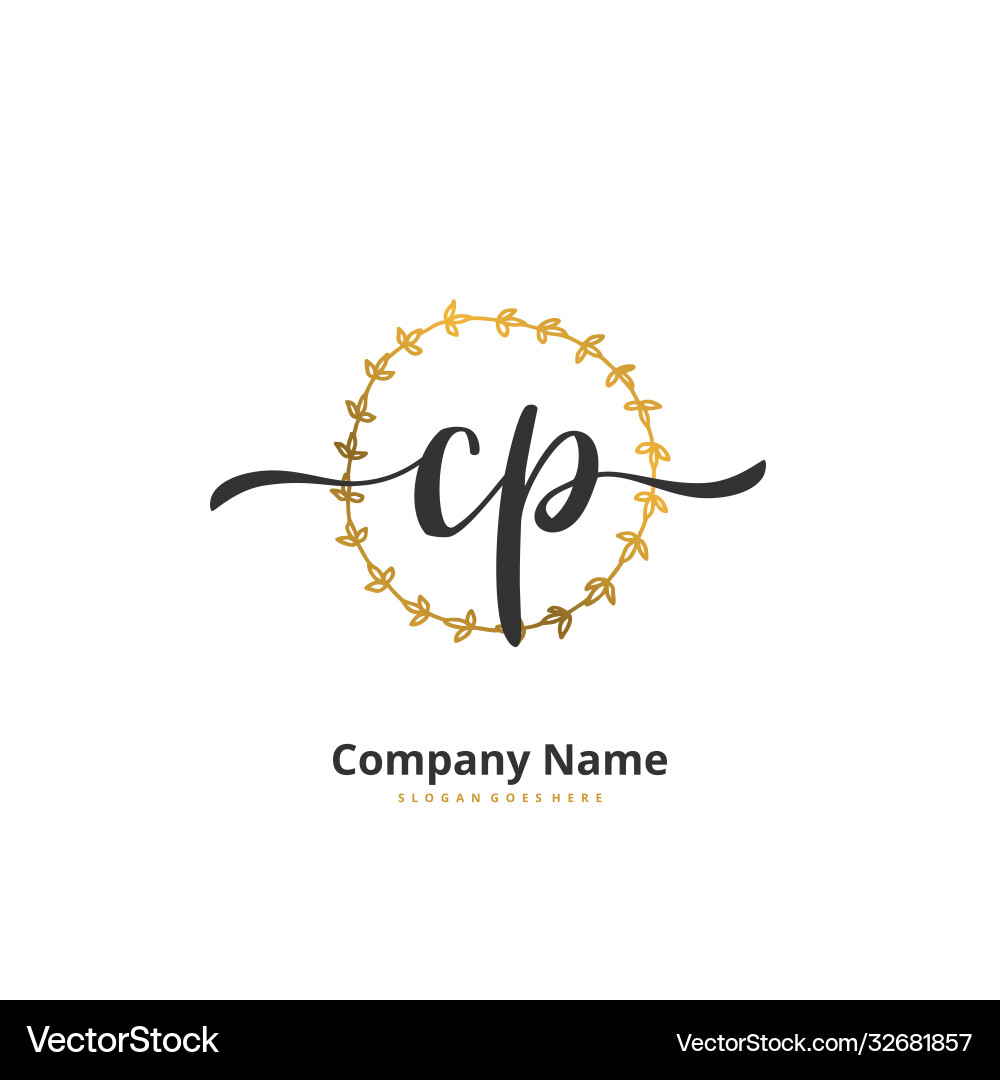 C p cp initial handwriting and signature logo C p cp initial handwriting and signature logo vector image