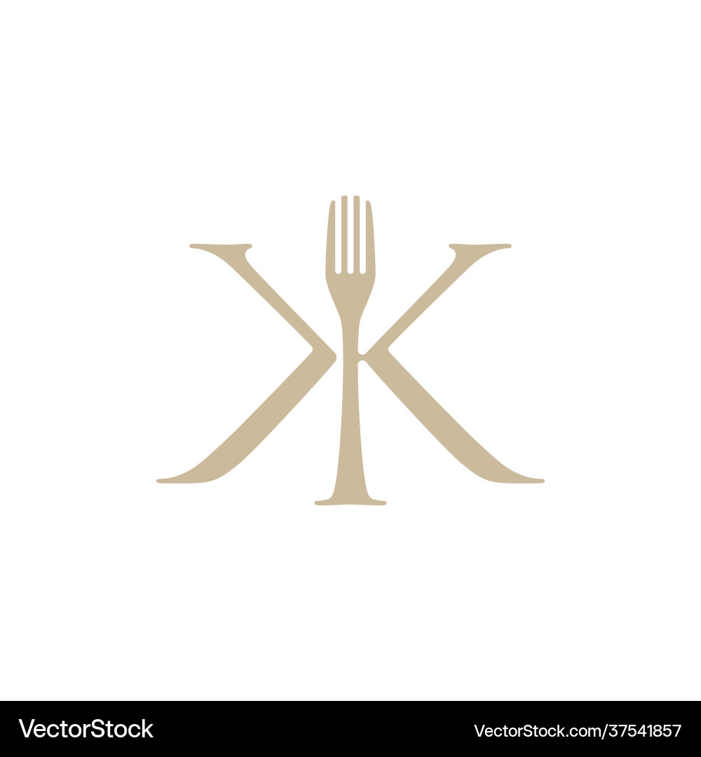 Fork kk doppel k Buchstabe mark food restaurant Fork kk doppel k Buchstabe mark food restaurant vektorbild