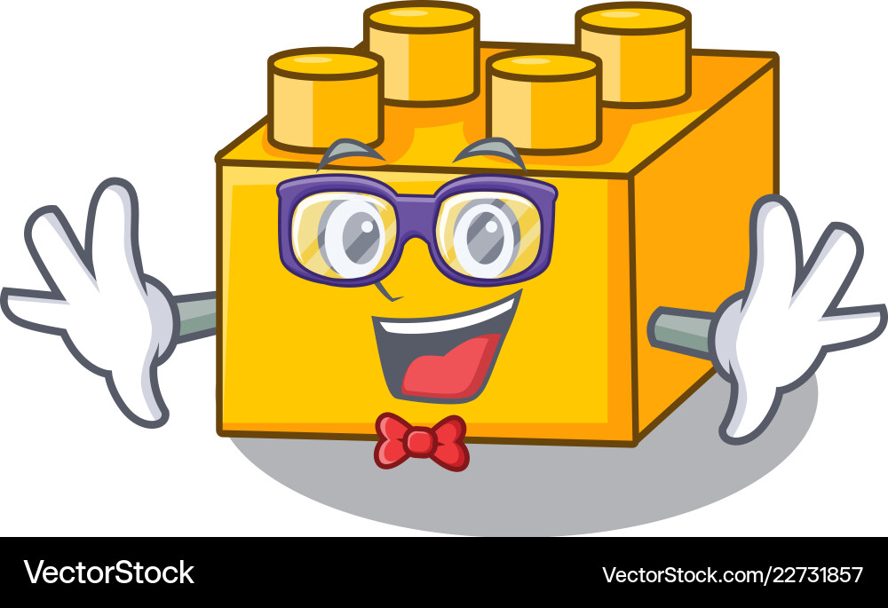 Geek plastic shaped toy on constructi character Geek plastic shaped toy on constructi character Vector Image
