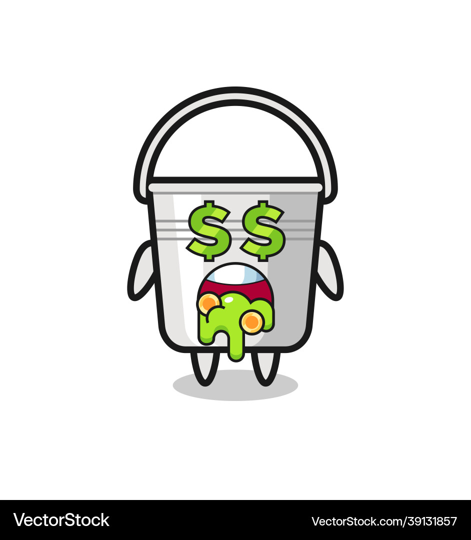 Metal bucket character with an expression Vector Image