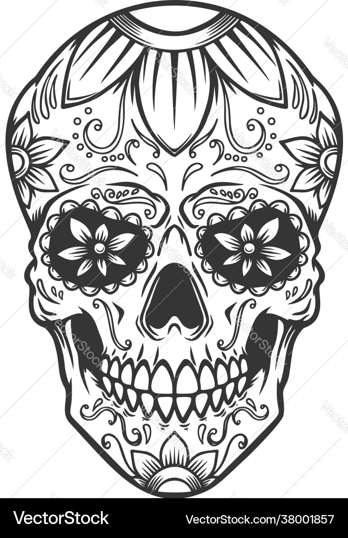 Mexican Sugar Skull Ornament Vector Image