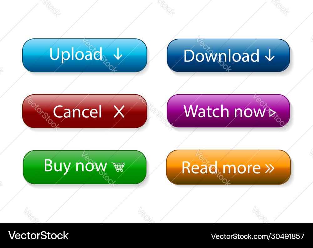 Modern Button Set with Icons vector image